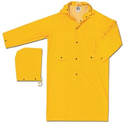 MCR 230C Yellow Classic Knee-Length Rain Coat With Detachable Hood