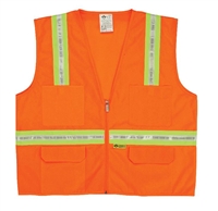 2W International 8038A Orange Multi-Pocket Safety Vest