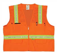 2W International 8038M Orange Multi-Pocket Safety Vest