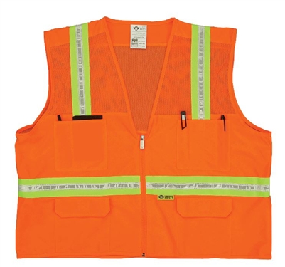 2W International 8038M Orange Multi-Pocket Safety Vest