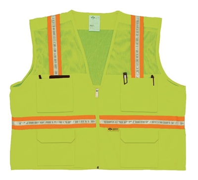 2W International 8048M Green Multi-Pocket Safety Vest