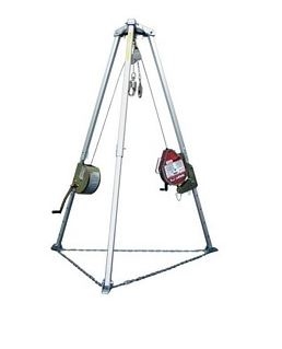 Miller MR50GXM/50FT MightEvac Confined Space Self-Retracting Lifeline With ManHandler Hoist - 50' Unit With Galvanized Wire Rope And 9' Tripod