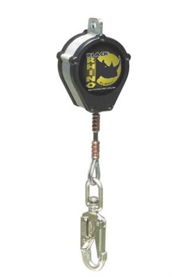 Miller CFL-5-Z7/9FT Black Rhino Self-Retracting Lifeline W/Rebar Hook & SS Swivel Unit Connector & Swivel Snap Hook W/Load Indicator End Connector