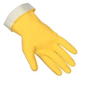 MCR 5270 Yellow 18 Mil 13" Unsupported Latex Flock Lined Glove With Straight Cuff