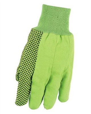 MCR 8800G Woven Cotton Canvas Glove - Men's - Hi-Vis Green With Black Dots