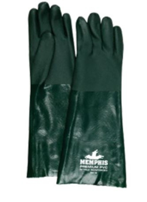 MCR 6418 Nitrile Reinforced Double Dipped PVC Glove With Green 18" Gauntlet