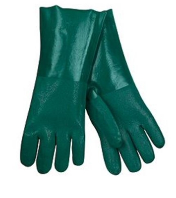 MCR 6424 Nitrile Reinforced Double Dipped PVC Glove With Green Standard 14" Gauntlet