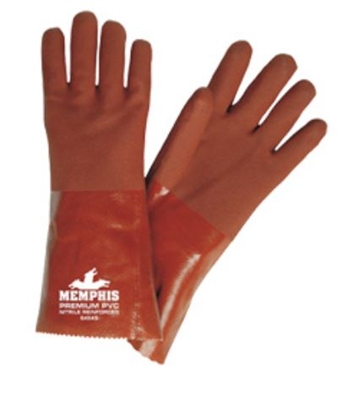 MCR 6454S Nitrile Reinforced Double Dipped PVC Glove With Red 14" Gauntlet