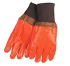 MCR 6702F Double Dipped Foam Lined PVC Glove - Fluorescent Orange With Brown Knit Wrist