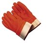 MCR 6710F Double Dipped Foam Lined PVC Glove - Fluorescent Orange With White Rubberized Safety Cuff
