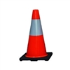 Cortina 03-500-21 DW-Series Reflective Traffic Cone With 6 in Upper Reflective Collar and Black Base