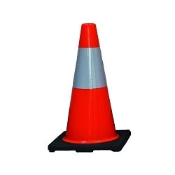 Cortina 03-500-21 DW-Series Reflective Traffic Cone With 6 in Upper Reflective Collar and Black Base