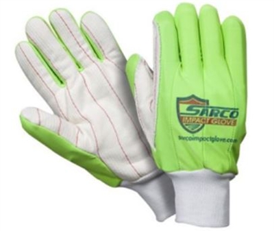 Southern Glove SIG005G Sarco Impact Poly/Cotton Outer Glove With Fluorescent Green Fingers