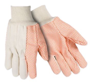 Southern Glove UOPD2433 Heavy Weight Two-Ply Cotton White Canvas Orange Dot Glove