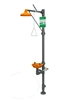 Guardian Equipment G1990 Safety Shower Station With Eye Wash - Orange ABS Plastic Showerhead And Bowl