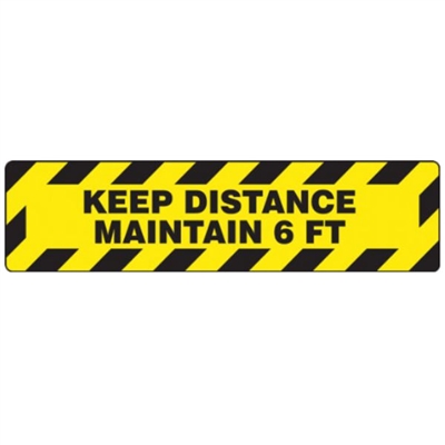 Accuform PSR290 Slip-Gard Border Floor Sign: Keep Distance Maintain 6 FT