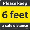 National Marker WFS73A Keep A Safe Distance Walk On Floor Sign