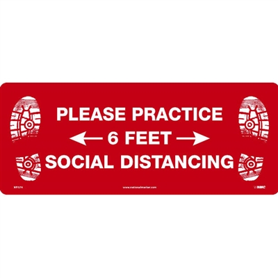 National Marker WFS74TX Practice Social Distancing Walk On Floor Sign