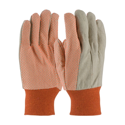 PIP 91-910PDO Premium Grade Cotton Canvas Glove with PVC Dotted Grip on Palm, Thumb and Index Finger - 10 oz.