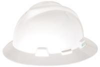 MSA 475369 White V-Gard Slotted Hard Hat With Fas-Trac III Suspension