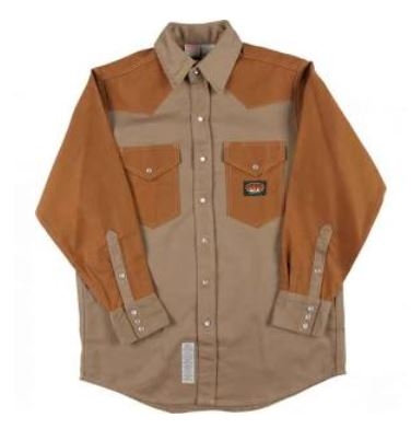 RASCO FKD2001 10 Oz Khaki-Duck Fire Retardant Long Sleeve Western Style Shirt