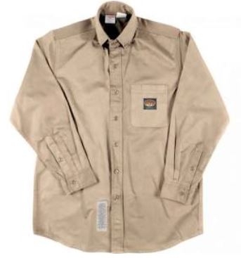 RASCO FRB757 7.5 Oz Khaki Fire Retardant Long Sleeve Dress Shirt
