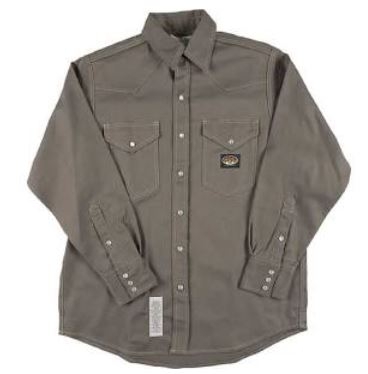 RASCO GFR1014 10 Oz Gray Fire Retardant Long Sleeve Western Style Shirt