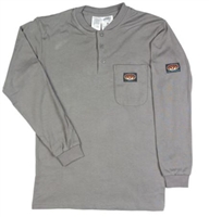 RASCO GTF454 Gray Fire Retardant Long Sleeve Cotton Henley