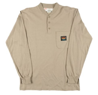 RASCO KTF452 Khaki Fire Retardant Long Sleeve Cotton Henley