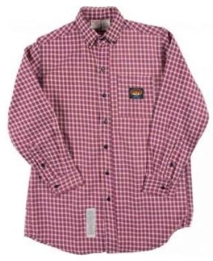 RASCO PLR756 7.5 Oz Red Plaid Fire Retardant Long Sleeve Dress Shirt