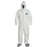 DuPont TY122S Tyvek Coverall With Attached Hood And Skid-Resistant Boots