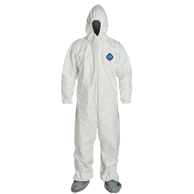 DuPont TY122S Tyvek Coverall With Attached Hood And Skid-Resistant Boots