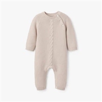 Cable Garter Knit Baby Jumpsuit- Taupe