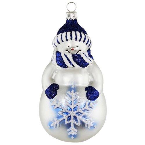 Authentic German XL Blue & White Snowman Snowflake