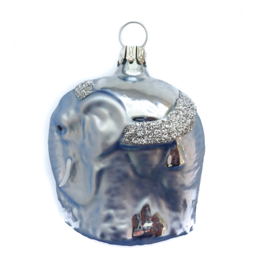 Authentic German Blown Glass Blue Elephant Ornament
