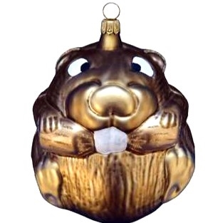 XL Eager Beaver Blown Glass Ornament From Germany