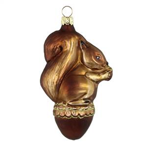 Squirrel on Nut Blown Glass Ornament From Germany