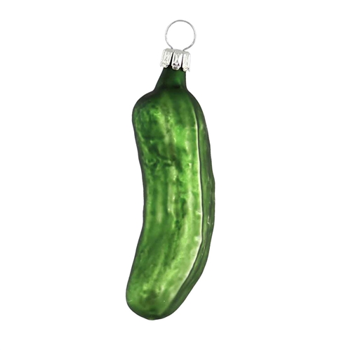 Small Christmas Good Luck Pickle Ornament From Germany Green Matt