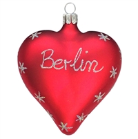 German Blown Glass Berlin Heart Red Silver