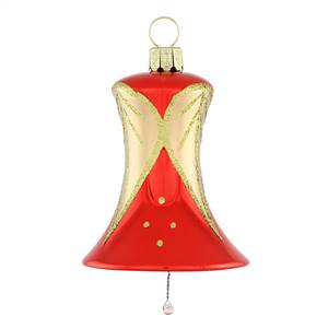 Red Christmas Bell With Gold Leaf