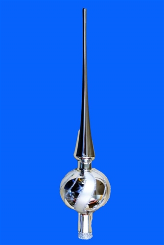 Authentic German Blown Glass Silver Swirl Tree Topper Finiall
