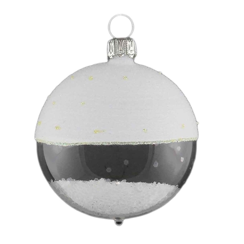 6cm Frost & Clear Ball W/Snowflakes Inside