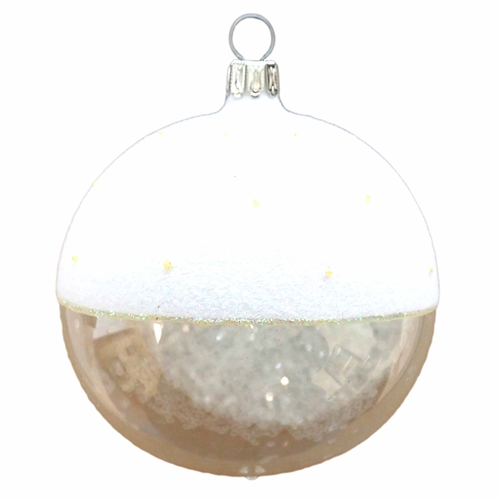 8cm Frost & Clear Ball W/Snowflakes Inside