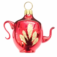 Authentic German Blown Glass Tea Pot Red Gold