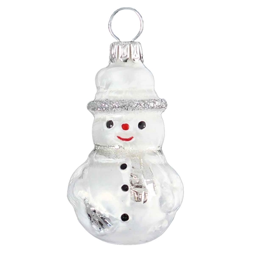 German Blown Glass Mini Ice White Snowman Feather Tree