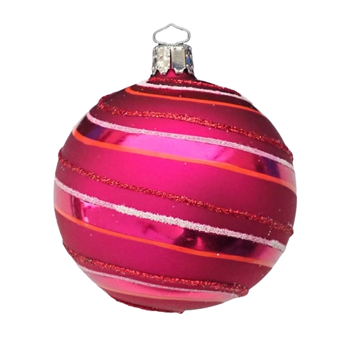 8cm Christborn Tempo Magenta Glass Ball Ornament
