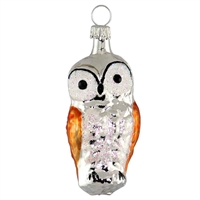 Small Copper & Silver Owl German Blown Glass