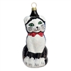 German Blown Glass Black & White Mohrle Cat Ornament