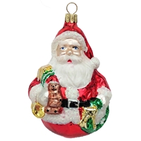 Large Plump Santa Claus With Gifts German Blown Glass