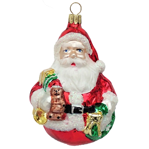 Large Plump Santa Claus With Gifts German Blown Glass